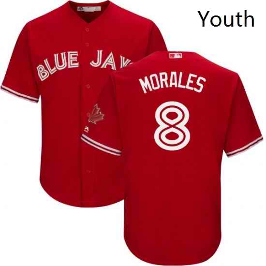 Youth Majestic Toronto Blue Jays 8 Kendrys Morales Replica Scarlet Alternate MLB Jersey